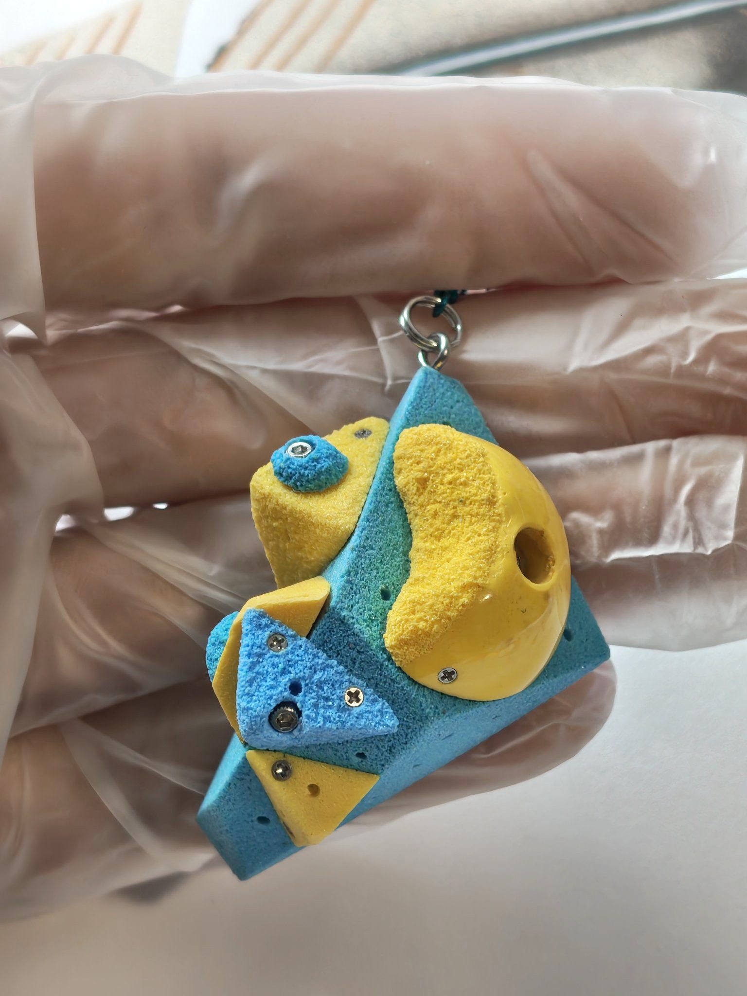 Yellow and blue miniature climbing volume